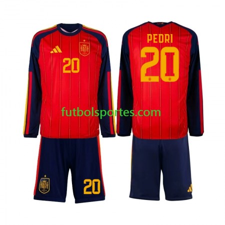 Camiseta España Pedri 20 Niño Primera Equipación Copa Mundo 2026 Manga Larga Camiseta España Pedri 20 Niño Primera Equipación Copa Mundo 2026 Manga Larga